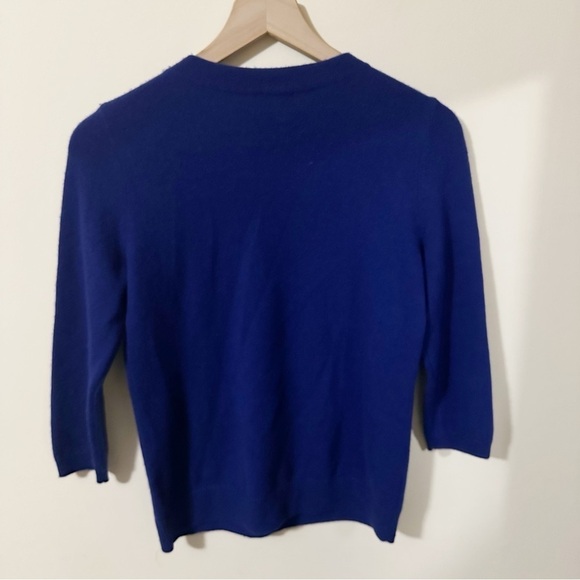 Talbots Pure Cashmere Womens Navy Blue 3/4 Sleeve Sweater Sz. SP - Picture 6 of 9